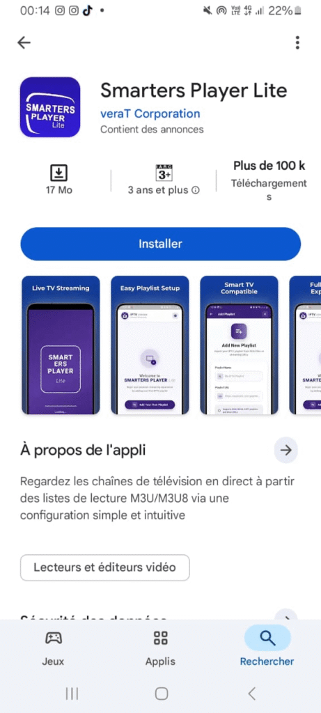 Smarters player lite pour Android