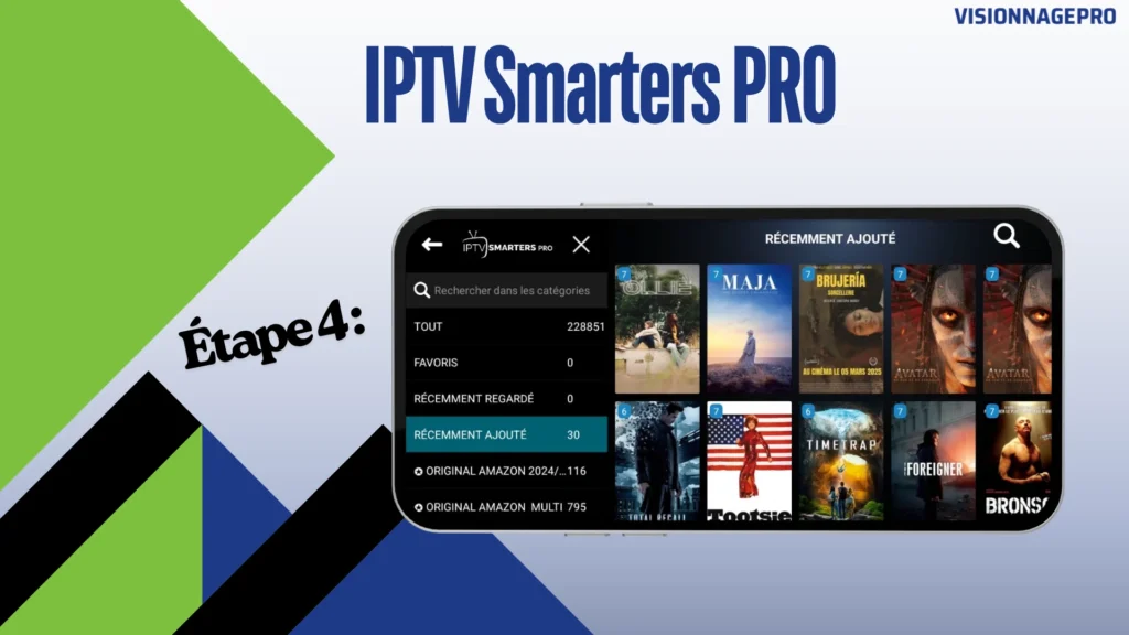 Regarder contenu iptv sur IPTV Smarters Pro